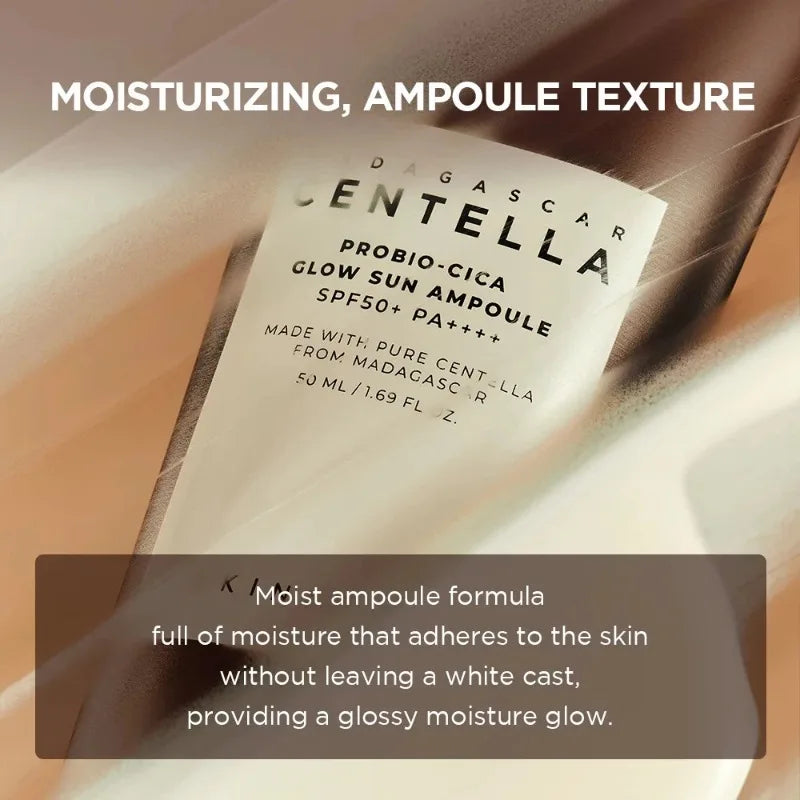 Korean Centella Probio-Cica Glow Suncreen Ampoule SPF50+ Sun Protection and Facial Moisturising Soothing Enrich Cream 50ml