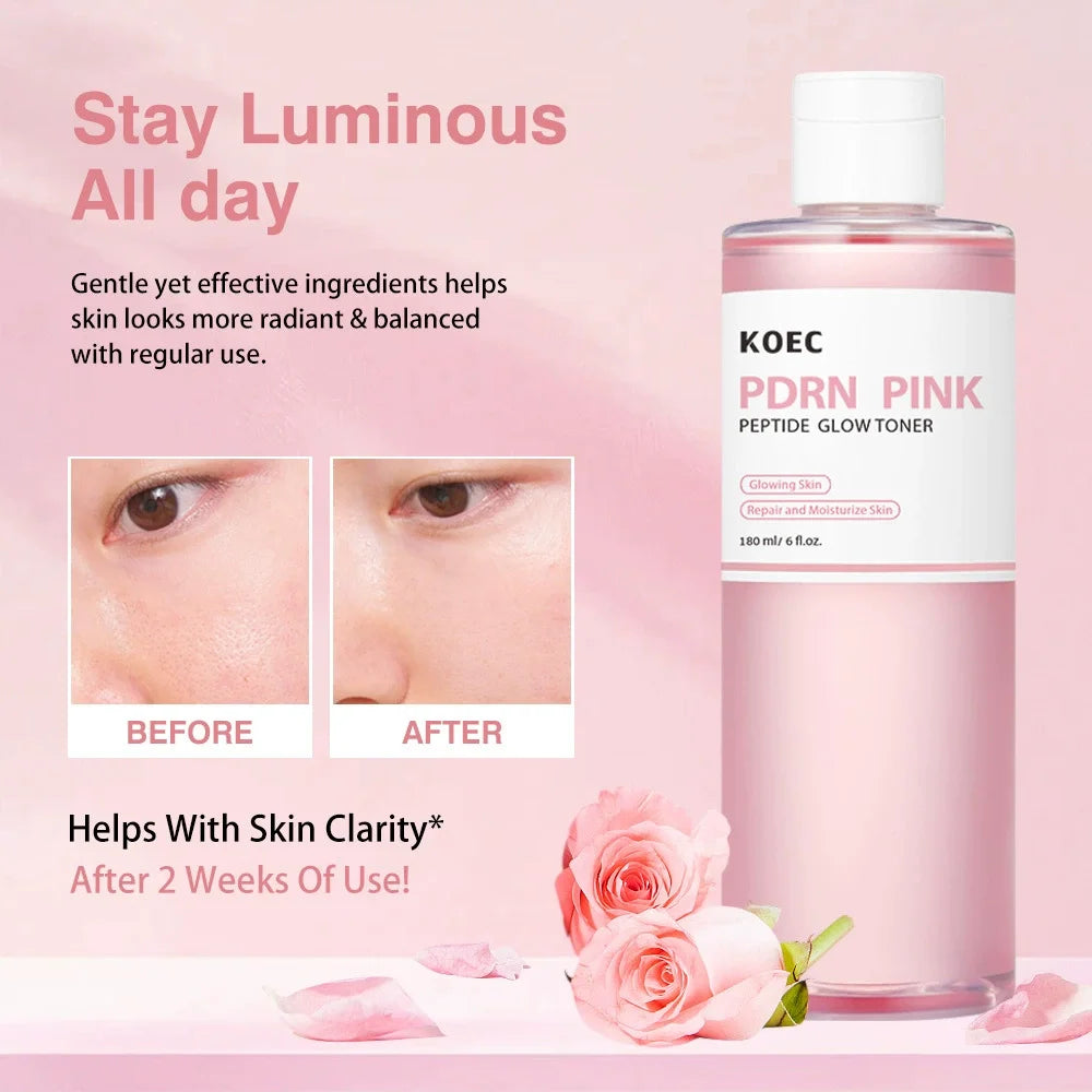 Tônico Facial Iluminador com Peptídeos Rosa KOEC PDRN