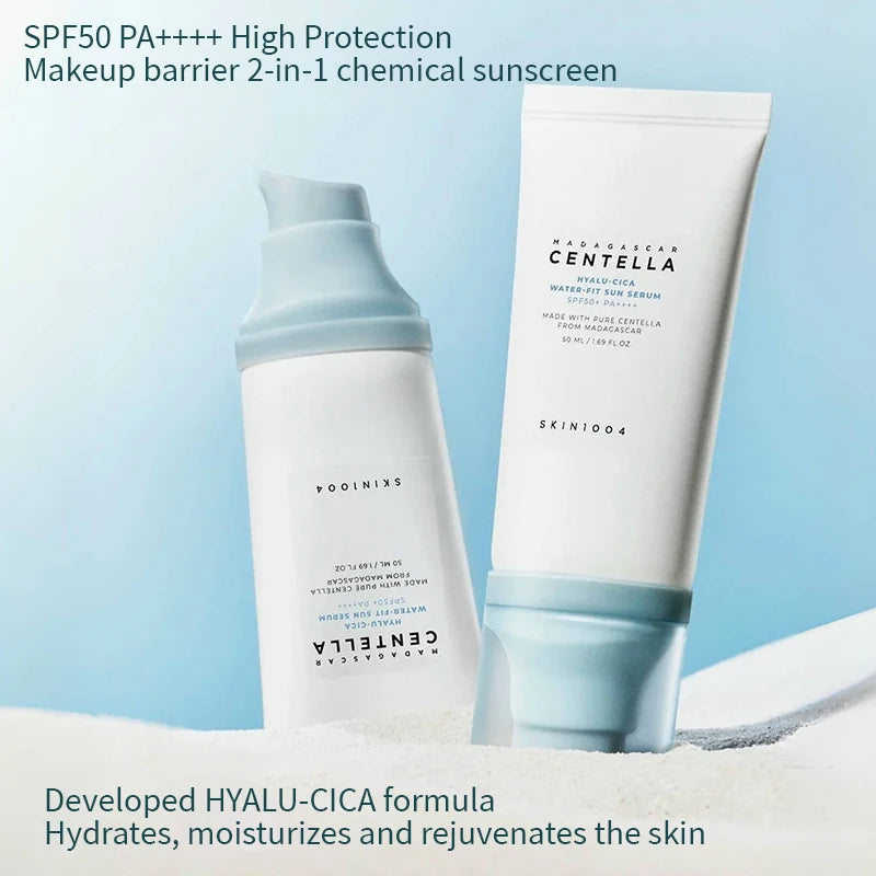 Korean Centella Hyalu-Cica Moisture Cream and Facial Hyalu Cica Water-Fit Sun Serum SPF50 Sunscream Protection Skincare Product