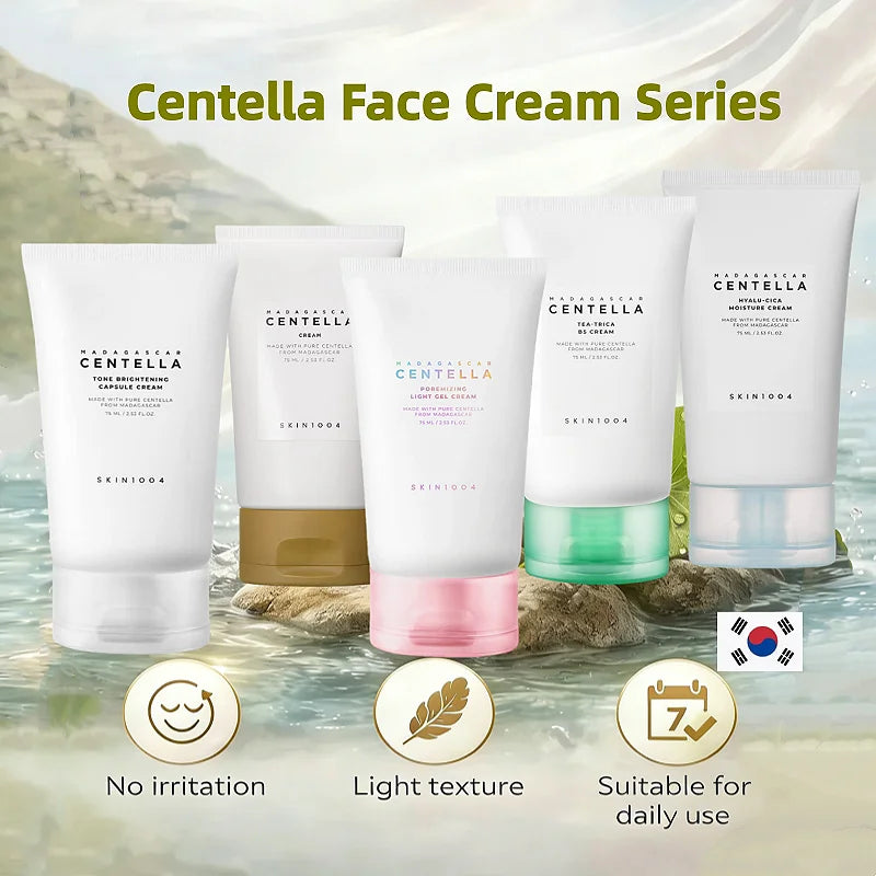 Korean Skincare Centella Face Cream Series,Tea-Trica Soothing,Tone Brightening,Hyaluronic Acid Poremizing Light Gel Cream 75ml